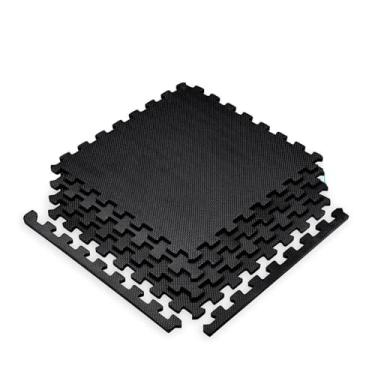 Imagem de Kit 10 Placas Tatame Tapete Eva preto 50 X 50 X 10mm Preto