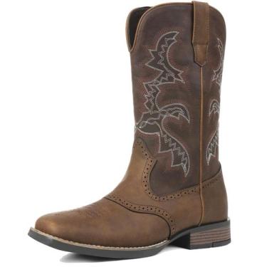 Imagem de Botas de cowboy Astroel para homens com bico quadrado e trabalho borda