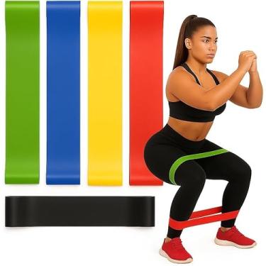 Imagem de Kit 5 Faixas Elásticas De Resistência Mini Band – Bandas De Exercício Para Pernas, Glúteos, Braços e Abdômen – Treino Funcional, Pilates, Yoga, Musculação e Fisioterapia – 5 Níveis de Intensidade
