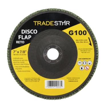 Imagem de Disco Flap 180 Mm G100 Fibra Reto Aço Tradestar