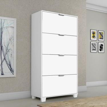 Imagem de Sapateira Berlim - Mdp 4 Portas Com Pés De Madeira Branco - Rede Móveis