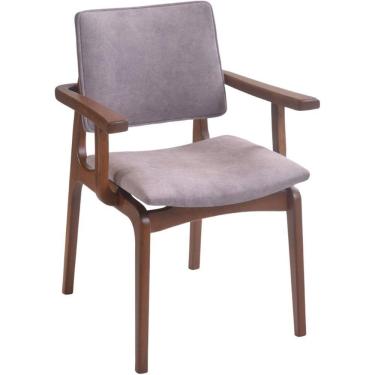 Imagem de Cadeira Berlim Com Braço Madeira Maciça Castanho