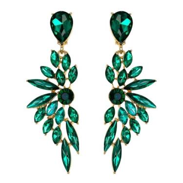 Imagem de nicedae Brincos grandes elegantes de lustre para mulheres, uso noturno, estilo formal, brincos de noiva para formatura, festa de casamento, Large, Strass, Strass