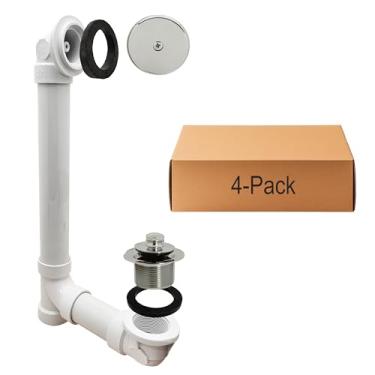 Imagem de Westbrass D49721-4-05 Conjunto de resíduos e transbordamento de banheiro de 3,8 cm com tampa de drenagem de tração e cotovelo superior de placa frontal de um furo-SCH. 40 PVC, níquel polido