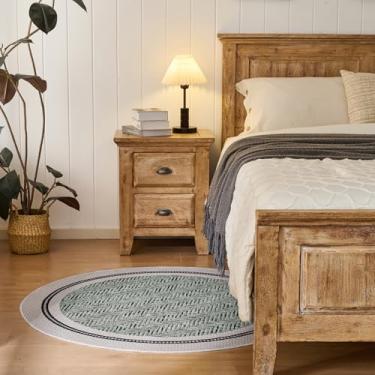 Imagem de liuboduil Boho Vintage Lavável à Máquina Tapete Redondo 1,2 m - Tapete Circular Antiderrapante de Pelo Baixo para Sala de Estar, Quarto, Dormitório, Escritório, Entrada