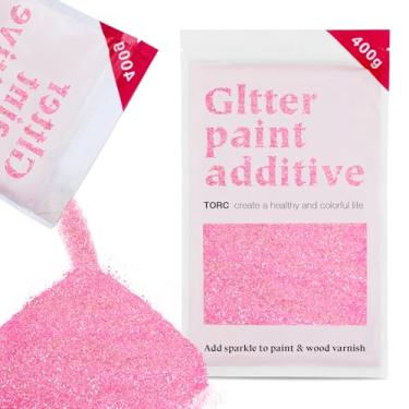 Imagem de TORC Aditivo de tinta com glitter rosa - pó de glitter multitamanho para tinta acrílica, paredes, móveis de madeira e artesanato (400 g) - uso interior/exterior em todos os acabamentos
