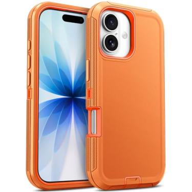 Imagem de Jelanry Capa para iPhone 17 5G de 6,3 polegadas, resistente, resistente e de camada dupla, à prova de quedas, proteção à prova de quedas com porta antipoeira e armadura de arranhões, capa traseira