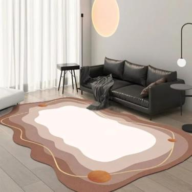 Imagem de Tapete estilo creme para decoração de sala de estar, tapete oval para sofá, cabeceira e quarto, resistente ao desgaste (200 x 300 cm)/11)