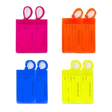 Imagem de A AIKOOL 8PK etiquetas de bagagem, etiquetas de bagagem multicoloridas à prova d'água e identificadores para malas, itens essenciais de viagem para avião, cruzeiro e férias, acessórios de viagem