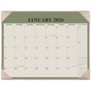 Imagem de Calendário de mesa 2026 com tapete de mesa, calendário pequeno de 20 meses de novembro de 2025 a junho de 2027, 29 x 36,8 cm, calendário de mesa 2026-2027 para casa, escola, escritório, bege