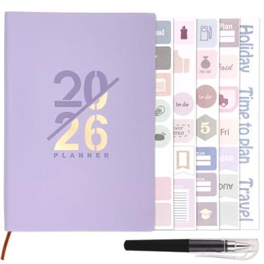 Imagem de Agenda Semanal e Mensal de 2026, Calendário Encadernado Agenda de Janeiro a Dezembro com 12 Abas Mensais e 53 Páginas Calendário Semanal para Secretaria Escolar