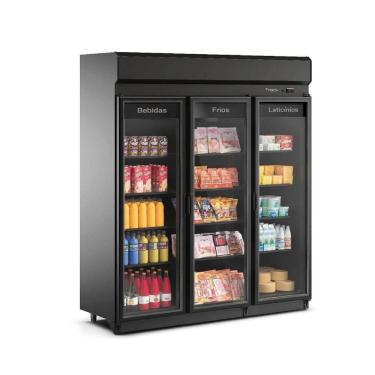 Imagem de Expositor Refrigerado Vertical 1350 Litros Auto Serviço 3 Portas de Vidro Fricon ACFM1220 Total Black - 220V