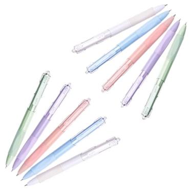 Imagem de GZBABY Caneta de gel de ponta fina, 10 peças, canetas esferográficas retráteis, tinta preta, 0,5 mm, barril de caneta gradiente elegante (arco-íris)