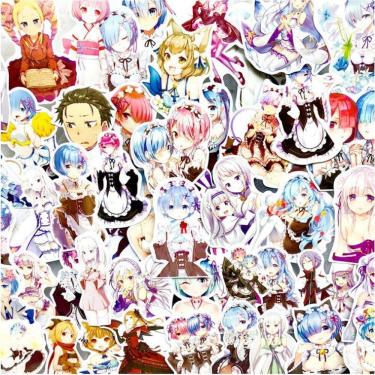 Imagem de Adesivo de desenho animado de vinil de anime Re Zero para garrafa de água (50 unidades)