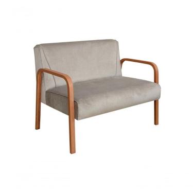 Imagem de Poltrona Namoradeira Anita Decorativa Braço Madeira Moderna Veludo Capuccino 250