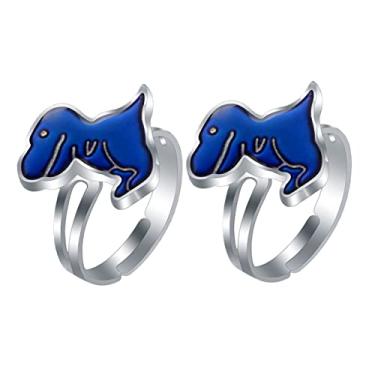 Imagem de Toddmomy 2 anéis de dinossauro termocrômico multifuncional para meninos e meninas piscando para crianças pequenas