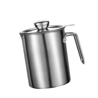 Imagem de Ioensy Coador de óleo multiuso portátil em aço inoxidável com tampa à prova de poeira e alça de fácil manuseio, utensílio de cozinha, L