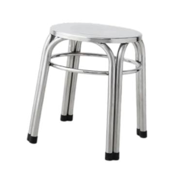 Imagem de Fenteer Banco de metal em aço inoxidável, assento confortável, antiderrapante, banco industrial empilhável, sala de aula para sala de jantar, cozinha e jardim, 29cmx47cm