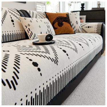 Imagem de SPXMQSS Capas de sofá para sofá, antiderrapante em forma de L, capa de chenille macia universal 1/2/3/4 lugares A 110 x 110 cm