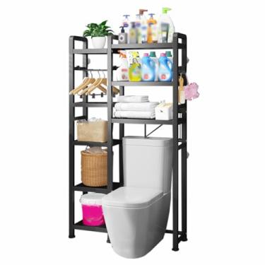 Imagem de SPXMQSS Armazenamento sobre vaso sanitário, unidade de armazenamento de máquina de lavar, expansível acima do armário de armazenamento de banheiro, sala de estar, lavanderia B 107 x 26 x 157 cm