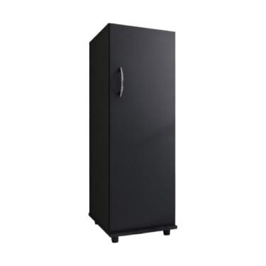 Imagem de Armário Multiuso Com 1 Porta Organizador Área de Serviço com Prateleiras Internas Para Quarto(PRETO)