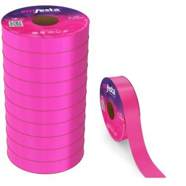 Imagem de Fita Poli Lisa 15MM X 50M PINK Pacote com 10 Rolos - Emfesta