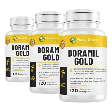 Imagem de KIT C/3 Un. Doramil Gold 120 Caps Cálcio, Colágeno 2 K2 D3 Floral Ervas do Brasil