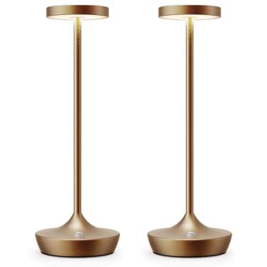 Imagem de YHT Luminária De Mesa Sem Fio Recarregável, Lâmpada De Mesa Led Com Bateria De 6000 Mah, Portátil, À Prova D'Água, Com 3 Cores, Regulável Por Toque, Para Áreas Externas, Para Jantar/Pátio/Restaurant