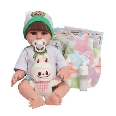 Imagem de Boneco Reborn Masculino Corpo de Silicone Pelúcia Itens - Cegonha Rebo