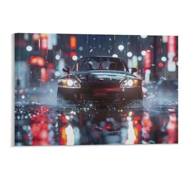 Imagem de HouLaiZhe Rainy Night S2000 Jdm pôsteres de carro tela estética decoração de quarto pintura de parede impressões de sala de galeria decoração de parede para quarto sala de estar escritório 11 x 17