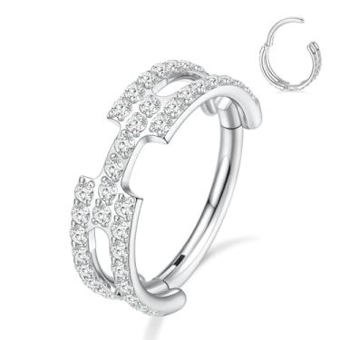 Imagem de GAGABODY Piercing de concha de nariz sem costura, joia de aço cirúrgico, calibre 16, brincos de cartilagem, argolas, argolas articuladas, piercing de hélice, Sem Pedra Preciosa