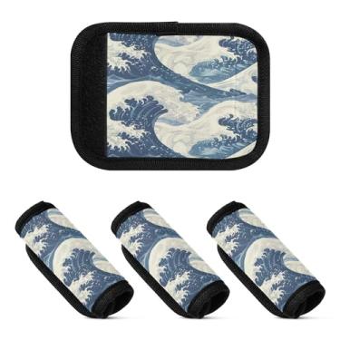 Imagem de Qilmy Embalagem com 4 identificadores de bagagem estilo japonês com alça confortável para carrinho de bebê, mala de viagem, acessórios de viagem de avião2313