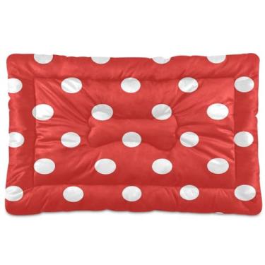 Imagem de CEBUGI Cama para cães de 91 x 61 cm, lavável, respirável, tapete para animais de estimação com fundo antiderrapante, almofada branca de bolinhas para cães pequenos e médios