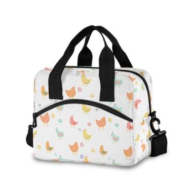 Imagem de Burbuja Lancheira colorida com isolamento térmico de galinhas para mulheres e homens, lancheira portátil com alça de ombro removível, lancheira para viagem, piquenique, escritório, trabalho