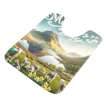 Imagem de Burbuja Tapete de banheiro paisagístico para o Dia das Mães, tapete de banho absorvente de pelúcia macio, base antiderrapante para piso de banheiro, oval em forma de U