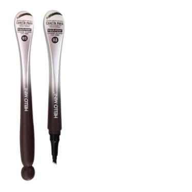 Imagem de Caneta Fio a Fio para Definir Sobrancelha e Barba Ponta Tridente Resistente a Agua (Preto Hello MIni)