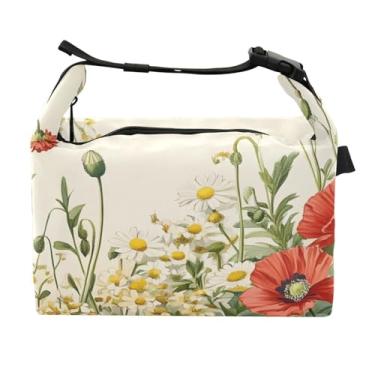 Imagem de STAYTOP Linda lancheira de flores silvestres com fivela, lancheira isolada para meninos e meninas, lancheira térmica para trabalho escolar