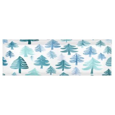 Imagem de CEBUGI Cortina blackout para janela – Cortinas de proteção de privacidade para cozinha/banheiro/sala de estar/lavanderia (137 x 45 cm, 1 painel, linda árvore de Natal)