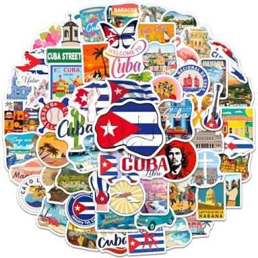 Imagem de CKXTYNG Adesivos de Cuba 200 peças, vinil impermeável com tema cubano adesivos de viagem para notebook, diário de recortes, lembrancinhas de festa e decorações de bandeira de Cuba