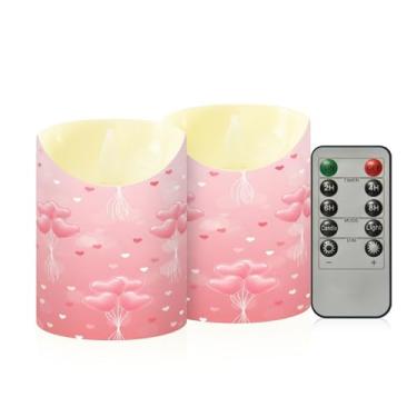 Imagem de Wassud Pacote com 2 buquê de balões velas sem chama com controle remoto, velas realistas cintilantes com temporizador, velas decorativas para Natal, casamento, festa, decoração de casa pequena