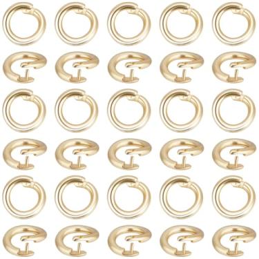 Imagem de Beebeecraft 1 caixa de 30 anéis de bloqueio para fabricação de joias latão banhado a ouro 18 K OD 5,5 mm ID 3 mm fecho aberto redondo para artesanato DIY