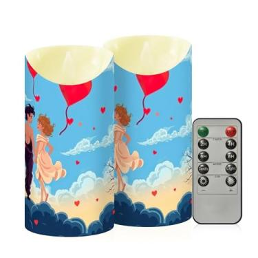 Imagem de Wassud Pacote com 2 velas sem chama com controle remoto, velas realistas cintilantes com temporizador, velas decorativas para Natal, casamento, festa, decoração de casa média