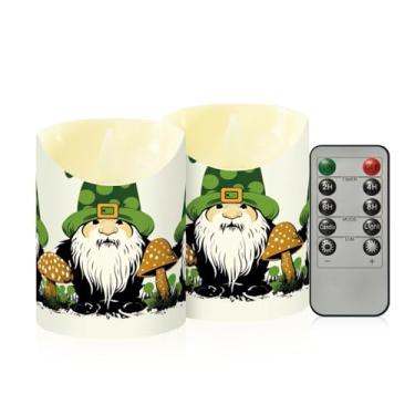Imagem de Wassud Pacote com 2 velas de gnomos de fazenda sem chama com controle remoto, velas realistas cintilantes com temporizador, velas decorativas para Natal, casamento, festa, decoração de casa pequena