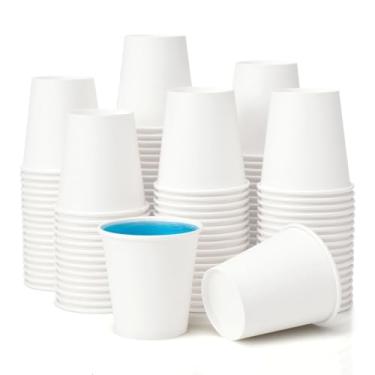 Imagem de BYSNOW Pacote com 100 copos de papel de 85 g, copos de banheiro descartáveis, copos pequenos para enxaguante bucal, mini copos de papel para banheiro, branco, pacote com 100