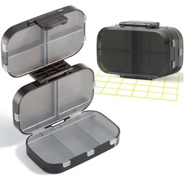 Imagem de MEACOLIA Organizador de pílulas, 9 compartimentos, estojo dobrável de viagem com grande capacidade, caixa de comprimidos para uso diário, recipiente pequeno para vitaminas, óleo de fígado de bacalhau