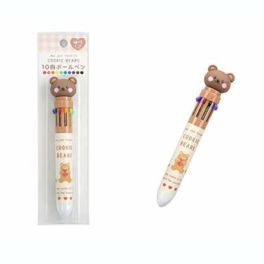 Imagem de Caneta esferográfica multicolorida Kawaii 10 em 1 – Pingente de urso fofo, caneta retrátil de tinta de 10 cores para crianças, estudantes, meninas, material escolar, presente de papelaria de desenho