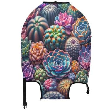 Imagem de Joisal Capas de bagagem para protetor de mala, capa de terno lavável, manga de viagem, manga colorida, suculenta, estampa floral, Estampa floral suculenta colorida, S 18-20 in, Capa de mala