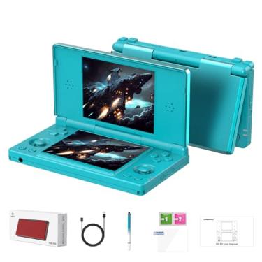 Imagem de GiipGoop RG DS Consoles de jogos portáteis RG DS Retro Gaming Console de videogame de tela dupla Android 14 portátil Arcade 40.000 mAh bateria WiFi Bluetooth saída HD azul turquesa