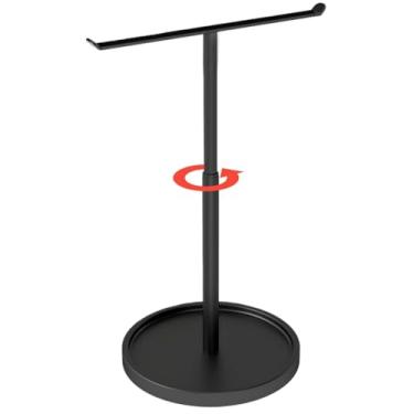 Imagem de Toalheiro telescópico ajustável em forma de T para banheiro, cozinha, quarto, bancada, suporte de toalha de aço inoxidável preto, organizador de bancada