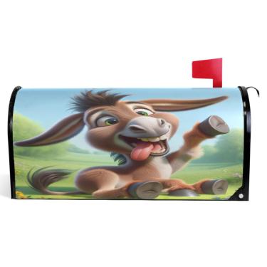 Imagem de TSENQUE Capas de caixa de correio de outono capa magnética sazonal de vinil caixa de correio decorações de caixa de correio modernas tolo burro engraçado tamanho padrão 52,6 x 45,8 cm